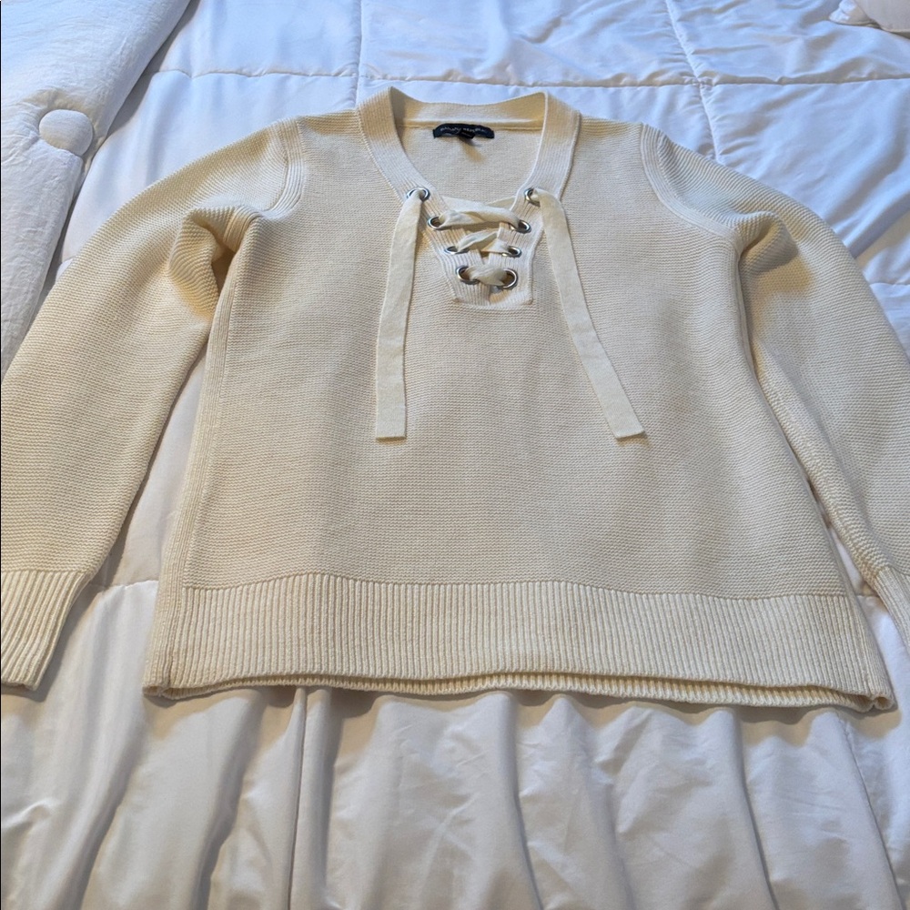 Banana Republic Lace-Up Cream Women’s Sweater